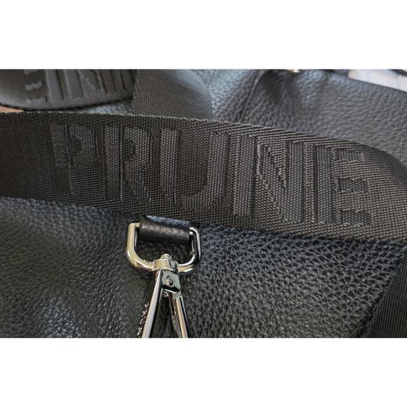 PRUNE Pebbled Black Leather Cross Body Bag Zip Foldover - Picture 9 of 16